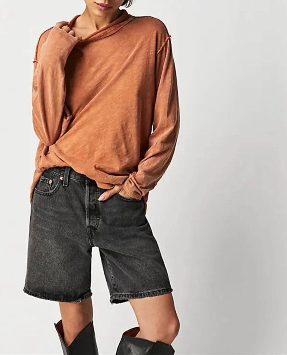 Free People We The Free Women’s Long Sleeve Regan Tee sand XS NEW